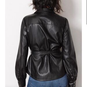 Paige Belize Shacket - Black Vegan Leather